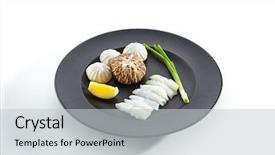  Presentation with food grill - Colorful theme enhanced with teppanyaki japanese and korean grill backdrop and a light gray colored foreground