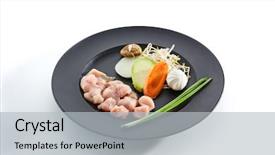  Presentation with korean food - Theme featuring teppanyaki japanese and korean grill background and a light gray colored foreground