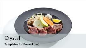  Presentation with food grill - Colorful PPT theme enhanced with teppanyaki japanese and korean grill backdrop and a lemonade colored foreground