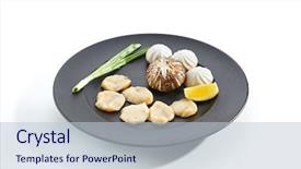  Presentation with food grill - Theme having teppanyaki japanese and korean grill background and a lemonade colored foreground