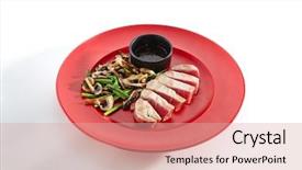  Presentation with food grill - Theme featuring teppanyaki japanese and korean grill background and a coral colored foreground