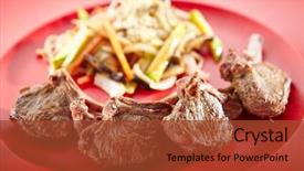  Presentation with food grill - Slides enhanced with teppanyaki japanese and korean grill background and a tawny brown colored foreground