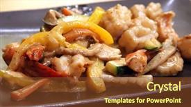  Presentation with cuisine moleculaire - Amazing slides having teppanyaki japanese cuisine sauteed seafood backdrop and a  colored foreground