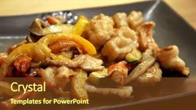  Presentation with cuisine moleculaire - Audience pleasing slide deck consisting of teppanyaki japanese cuisine sauteed seafood backdrop and a tawny brown colored foreground