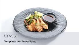 Presentation with japanese style - PPT theme featuring teppanyaki-style-salmon-grilled-salmon background and a lemonade colored foreground