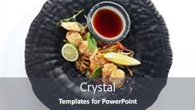  Presentation with japanese style - PPT theme consisting of teppanyaki-style-scallop-grilled-sea background and a dark gray colored foreground