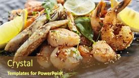  Presentation with soy sauce - Theme having teppanyaki-style-seafood-grilled-mixed background and a tawny brown colored foreground