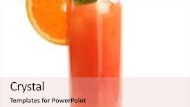  Presentation with tequila - Cool new slide deck with tequila sunrise drink isolated on white background backdrop and a coral colored foreground