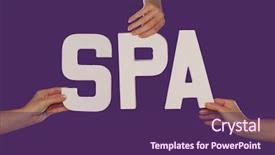  Presentation with spa white orchids black - Audience pleasing PPT theme consisting of terapeutic comunication - white alphabet lettering spelling spa backdrop and a  colored foreground