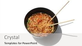  Presentation with black ceramic - Presentation featuring teriyaki-beef-noodle-soup background and a light gray colored foreground