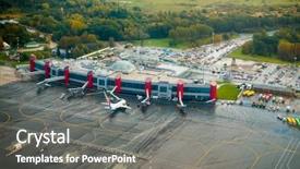 Presentation with airport terminal - Slides consisting of terminal - international airport aerial view background and a gray colored foreground