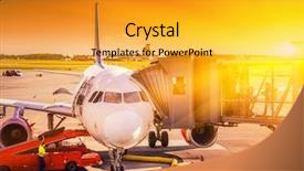  Presentation with world travel - Slides having terminal gate ready for takeoff background and a gold colored foreground