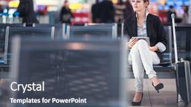 Presentation with airport terminal - Theme having terminal woman - young female passenger background and a dark gray colored foreground