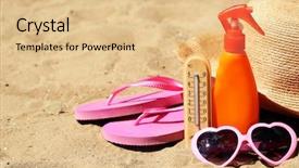  Presentation with sand textured - Colorful slides enhanced with termometer - thermometer in sand close-up backdrop and a lemonade colored foreground