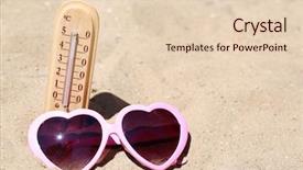  Presentation with sand - Colorful theme enhanced with termometer - thermometer in sand close-up backdrop and a lemonade colored foreground