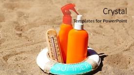  Presentation with footprints in sand - Amazing PPT layouts having termometer - thermometer in sand close-up backdrop and a  colored foreground