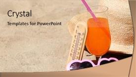  Presentation with sand - Colorful PPT theme enhanced with termometer - thermometer in sand close-up backdrop and a lemonade colored foreground