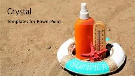  Presentation with sand samples - PPT theme featuring termometer - thermometer in sand close-up background and a  colored foreground