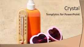  Presentation with footsteps footprints in the sand - Beautiful slides featuring termometer - thermometer in sand close-up backdrop and a  colored foreground