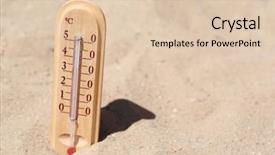  Presentation with sand - Slide deck consisting of termometer - thermometer in sand close-up background and a lemonade colored foreground