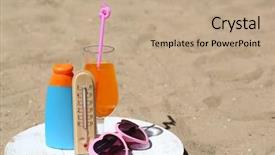  Presentation with silica sand industry - Theme with termometer - thermometer in sand close-up background and a coral colored foreground