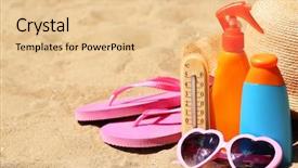  Presentation with sand - Presentation featuring termometer - thermometer in sand close-up background and a lemonade colored foreground