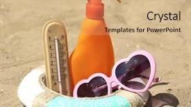  Presentation with sand textured - Theme having termometer - thermometer in sand close-up background and a  colored foreground