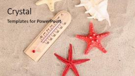  Presentation with footsteps footprints in the sand - Amazing slides having termometer - thermometer on sand background backdrop and a lemonade colored foreground