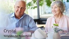  Presentation with photo album - Amazing PPT theme having terrace and remembering their youth backdrop and a  colored foreground