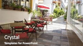  Presentation with restaurant - Beautiful presentation theme featuring terrace cafe - streets of marbella restaurant tables backdrop and a tawny brown colored foreground
