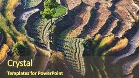  Presentation with nepal culture - Presentation design featuring wicker fence of thin rods with old clay pot hanging to dry on a wooden column standing near the road at sunset background and a tawny brown colored foreground