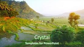  Presentation with bali culture - Presentation theme having terrace in mountains bali indonesia background and a tawny brown colored foreground