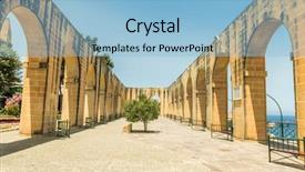  Presentation with malta - Colorful slide set enhanced with terrace in upper barrakka gardens in valletta in malta backdrop and a light blue colored foreground