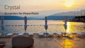  Presentation with sunset beach - Slide set with terrace-on-the-sea-beach background and a lemonade colored foreground