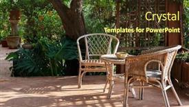  Presentation with villa - Beautiful PPT theme featuring terrace-with-comfortable-wicker-furniture backdrop and a tawny brown colored foreground