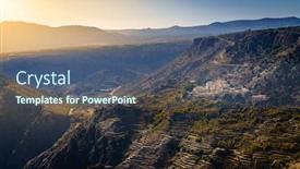  Presentation with oman - Beautiful presentation design featuring terraced-fields-seen-from-jebel backdrop and a ocean colored foreground