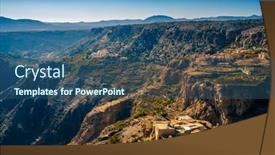  Presentation with oman - PPT layouts having terraced-fields-seen-from-jebel background and a ocean colored foreground