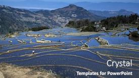  Presentation with rice fields - Presentation having terraced-rice-fields-of-yuan background and a ocean colored foreground