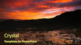  Presentation with skies - Colorful PPT layouts enhanced with terraced rice fields of yuan backdrop and a wine colored foreground