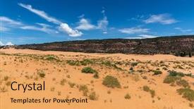  Presentation with sand dunes - Presentation theme consisting of terrain vehicle - sand dunes in the desert background and a yellow colored foreground