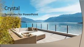  Presentation with architecture - Slide set consisting of terre - modern architecture beautiful lake view background and a light blue colored foreground