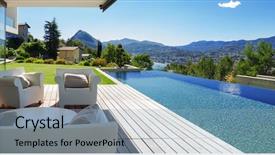  Presentation with house - PPT theme with terre - modern house with pool background and a light blue colored foreground