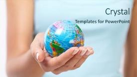  Presentation with globe - Presentation design with globo terrestr - woman's hand with globe background and a cool aqua colored foreground