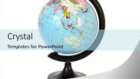  Presentation with globe - Colorful presentation enhanced with terrestrial globe isolated backdrop and a light blue colored foreground