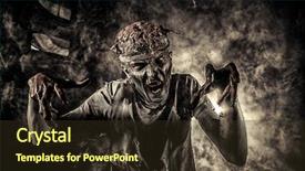  Presentation with zombie - Theme with terrible bloody zombie man background and a tawny brown colored foreground