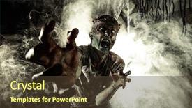  Presentation with zombie - Theme featuring terrible bloody zombie man background and a tawny brown colored foreground