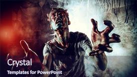  Presentation with zombie - PPT layouts featuring terrible bloody zombie man background and a wine colored foreground