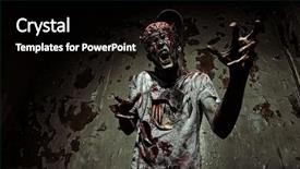  Presentation with brains - Theme having terrible bloody zombie man background and a black colored foreground