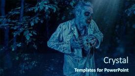  Presentation with zombie forest - Audience pleasing presentation theme consisting of hands in the night forest backdrop and a navy blue colored foreground