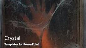  Presentation with spider web - Presentation theme enhanced with terrible darkness a spooky spider web in an old window hand of a ghost in the light of a candle background and a tawny brown colored foreground